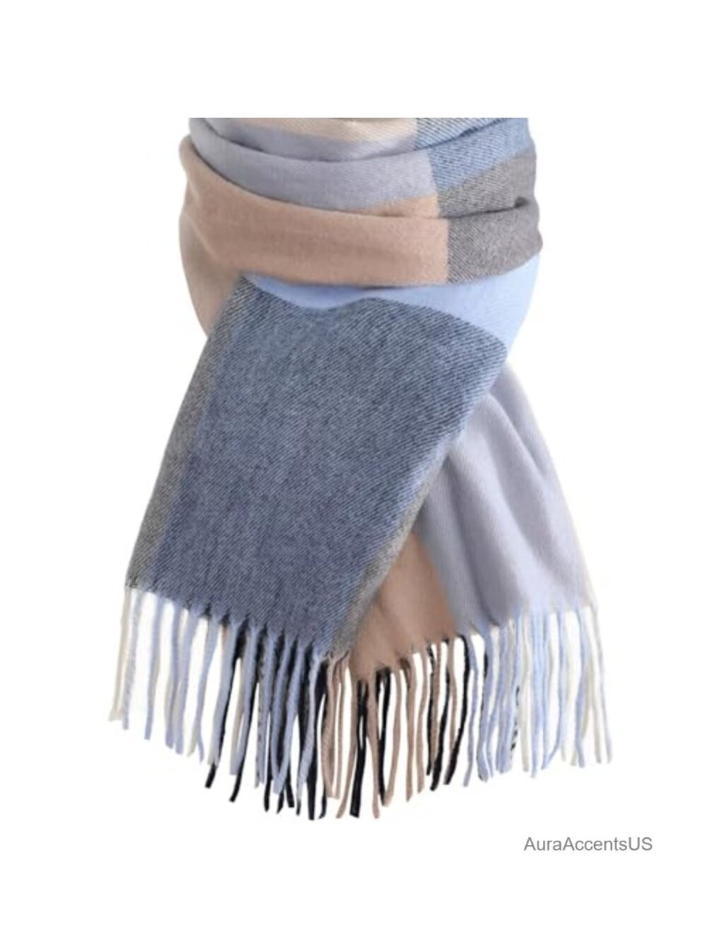 Womens Winter Scarf Plaid Blanket Scarf Cozy Pashmina Shawl